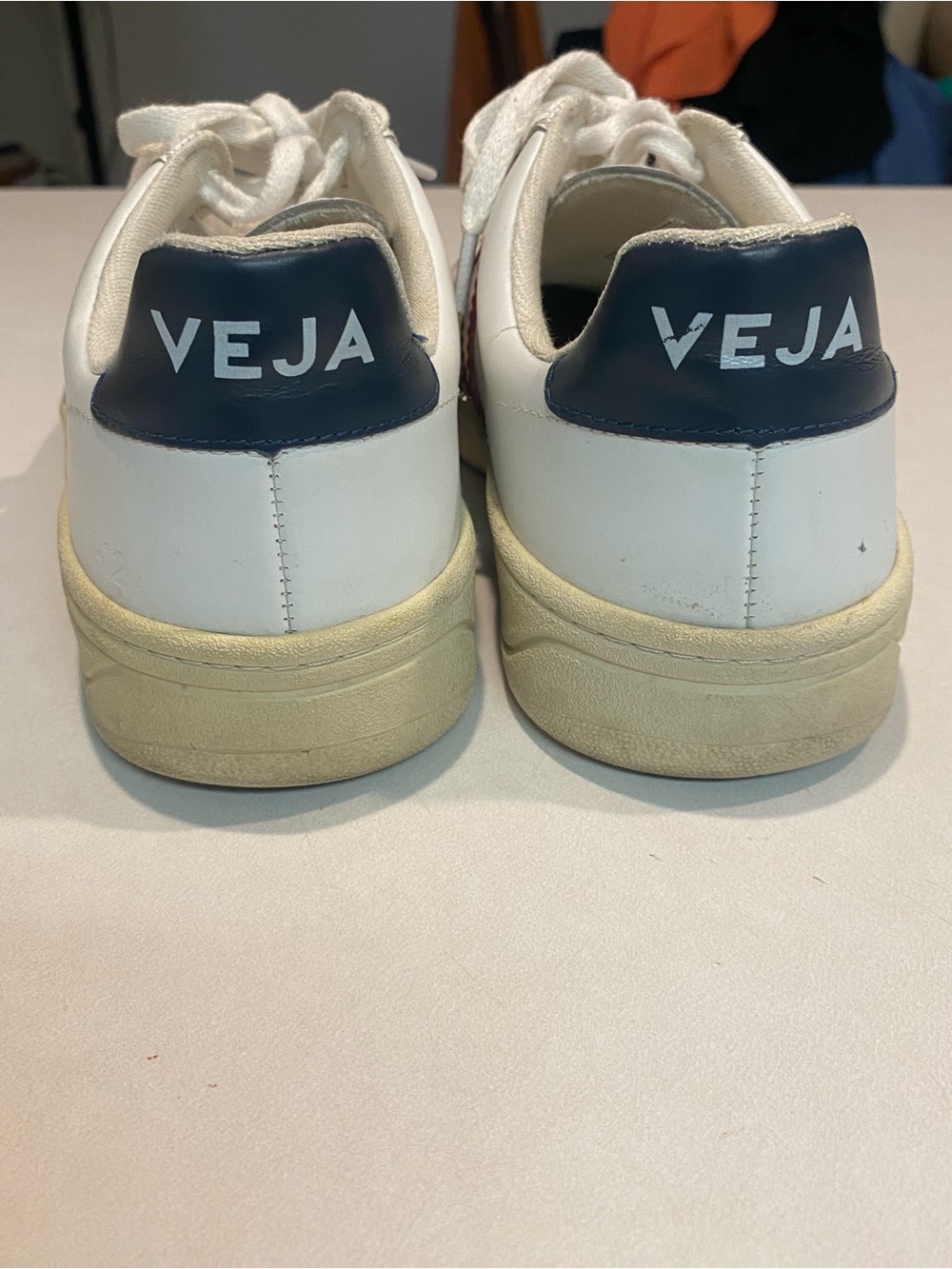VEJA V-12 LEATHER SNEAKER EXTRA WHITE MARSALA NAUTICO V LOGO LACE UP SZ 7 EU 38 - Picture 11 of 16